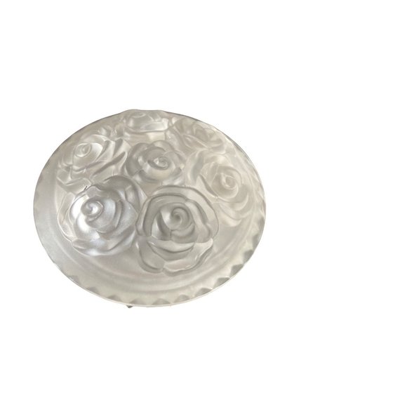 Clear Glass Lidded Bowl Dish 4” W, 3” T Incl Lid Frosted & Clear Trinket Box NEW - Picture 4 of 8